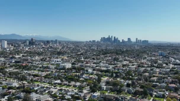 Los Angeles Mid City Verso Downtown Aerial Shot Orbit California — Video Stock