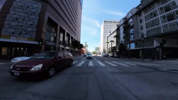 Los Angeles Downtown Wilshire Blvd Eastbound Vista Trasera Bixel Driving — Vídeo de stock