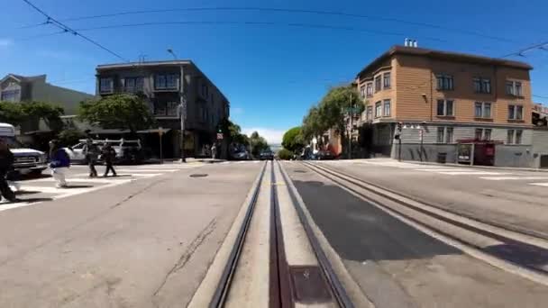San Francisco Cable Car Hyde Widok Tyłu North Point Driving — Wideo stockowe