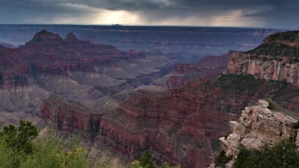 Grand Canyon North Rim Thunderstorm Σύννεφα Heavy Rain Time Lapse — Αρχείο Βίντεο
