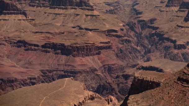 Grand Canyon Plateau Point Bright Angel Canyon Vom Südrand Teleaufnahme — Stockvideo