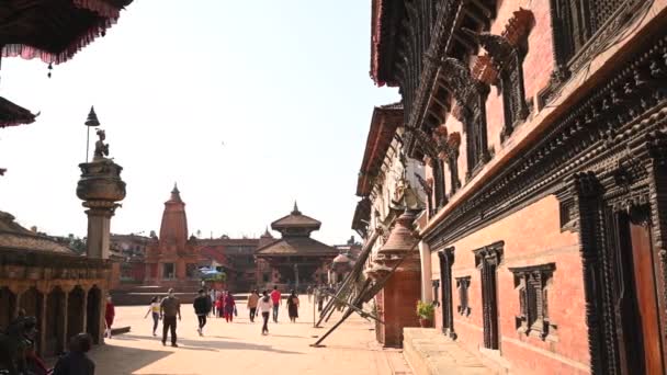 Nepál Bhaktapur Durbar Square Windows Palace Lassú Mozgás Stabilizátor Világörökség — Stock videók