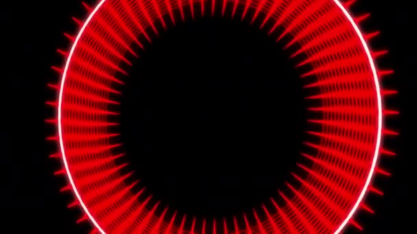 Círculos Radiales Patrones Geométricos Reactivo Audio Red Animation Loop — Vídeo de stock
