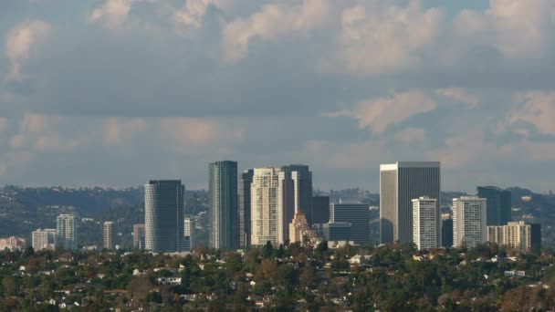 Los Angeles Century City Skyline Nubes Telefoto Time Lapse Culver — Vídeos de Stock