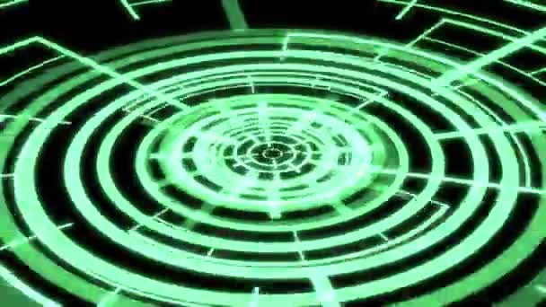 Loop Cirkel Radiaal Geometrische Patronen Audio Reactieve X60 Graden Groene — Stockvideo