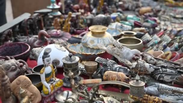 Sklep Artykułami Religijnymi Durbar Square Basantapur Katmandu Nepal — Wideo stockowe