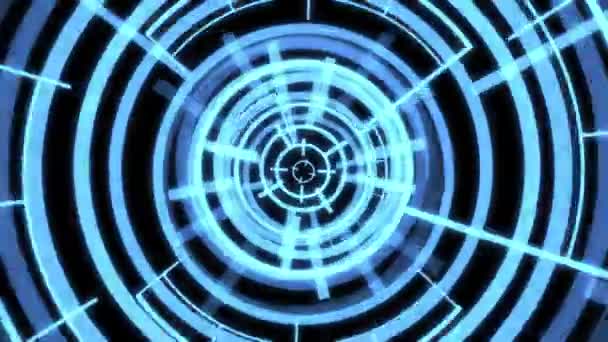 Loop Cirkel Radiaal Geometrische Patronen Audio Reactieve Blauwe Animatie — Stockvideo