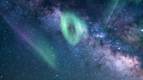Aurora Borealis Gröna Lila Vintergatan Loop — Stockvideo