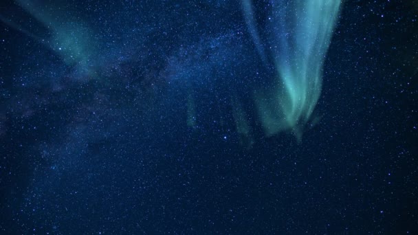 Milky Sätt Aurora Grön Blå Loop Kortare — Stockvideo
