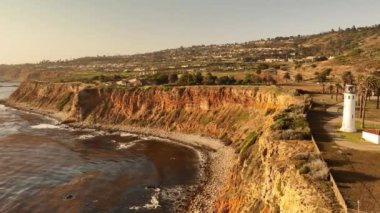California Point Vicente Deniz Feneri Günbatımı Hava Çekimi L