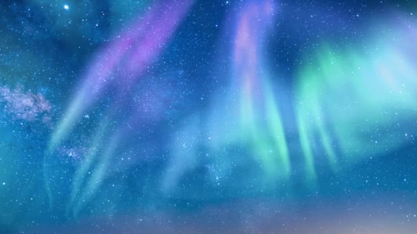 Aurora Yeşil Mor Samanyolu Galaksi Döngüsü 50Mm — Stok video