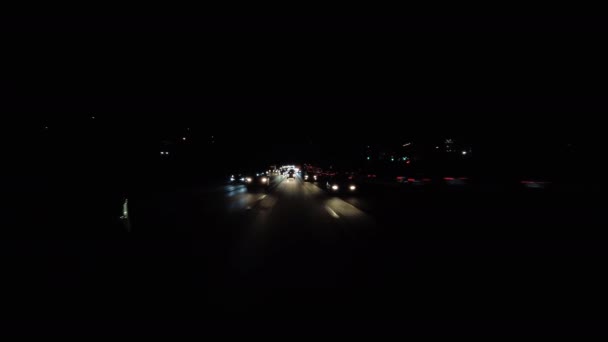 Nocna Ciemna Autostrada Los Angeles Driving Plate Widok Tyłu Kalifornia — Wideo stockowe