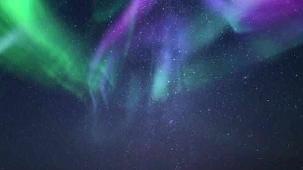 Galaktik Kucaklaşma Aurora Kutup Yıldızı Ile Meteor Samanyolu Hızı — Stok video