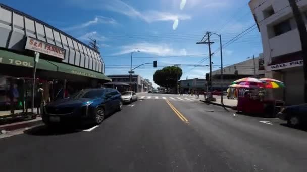 Los Angeles Downtown Fashion District Wall Northbound Rückansicht Driving Plate — Stockvideo