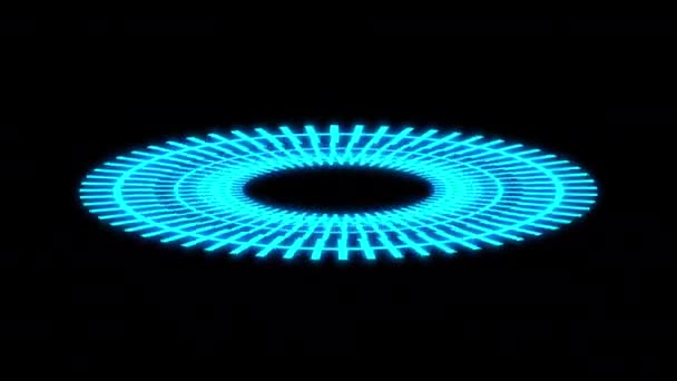 Radiaal Geometrische Patronen Draaiende Ribbels Blauwe Animatie Loop — Stockvideo