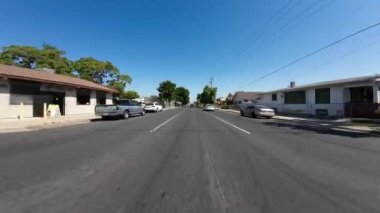 Stockton Şehir Manzarası El Dorado St 03 Ön Manzara Sürücü Plakası Kaliforniya ABD Ultra Geniş