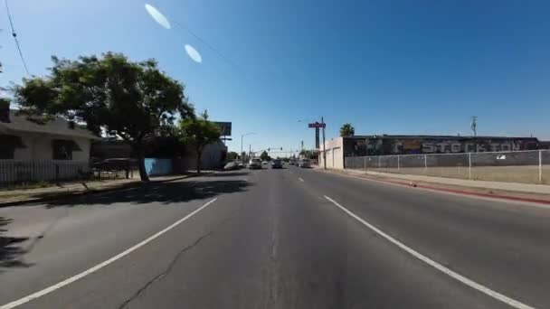 Stockton Cityscape Dorado North Zadní Pohled Driving Plates California Usa — Stock video