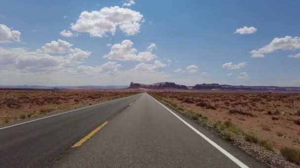 Driving Plate Monument Valley Scéna Hwy163 Front View Arizona Utah — Stock video