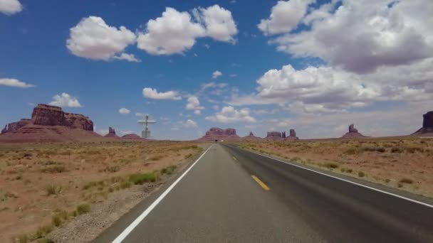 Placa Conducción Monument Valley Scenic Hwy163 Vista Trasera Arizona Utah — Vídeos de Stock