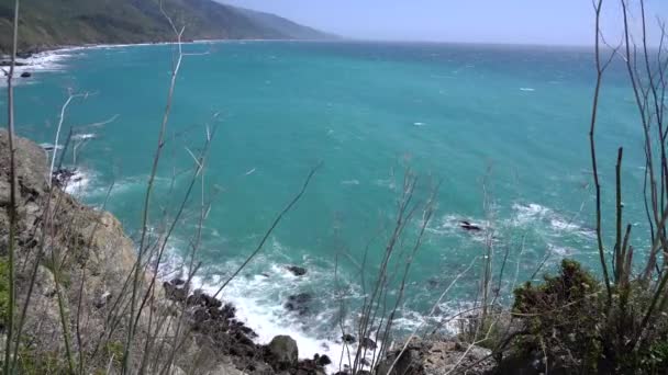 Великий Сур Каліфорнія Берегова Лінія Синій Океан — стокове відео
