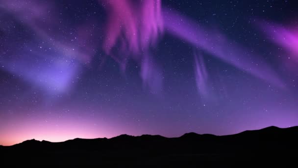 Aurora Och Vintergatan Galaxy Magic Mountains Loop — Stockvideo