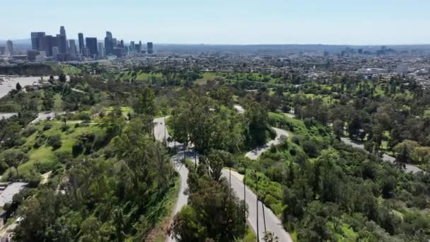 Los Angeles Angeles Point Road Flygfoto Tillbaka Elysian Park Kalifornien — Stockvideo