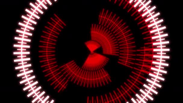 Hud Circle Speedometer Audio Reactive Red Animation Loop — Vídeo de Stock