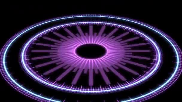 Kruh Radiální Kmenové Geometrické Vzory Audio Reaktivní X60 Stupně Purple — Stock video