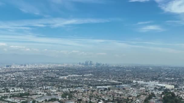 Los Angeles Downtown Van Baldwin Hills Aerial Shot Terug Californië — Stockvideo