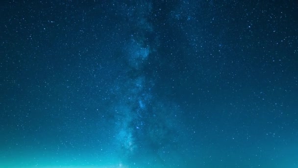 Astrofotografía Vía Láctea Galaxia Amanecer Sobre Trona Pináculos 24Mm Azul — Vídeos de Stock