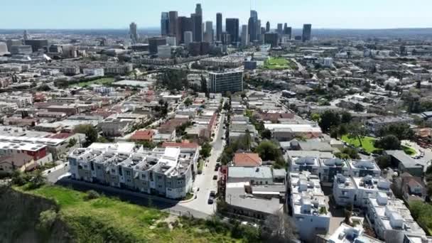 Los Angeles Downtown Victor Heights Aerial Shot Forward Tilt California — Video Stock
