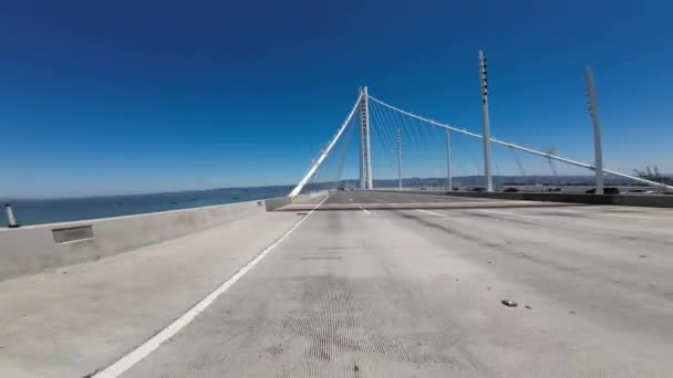 Мост Через Залив Сан Франциско Запад Окленда Острова Сокровищ Вид — стоковое видео