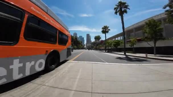 Los Angeles Downtown Grand Ave Southbound Front View Temple Driving — Stock Video