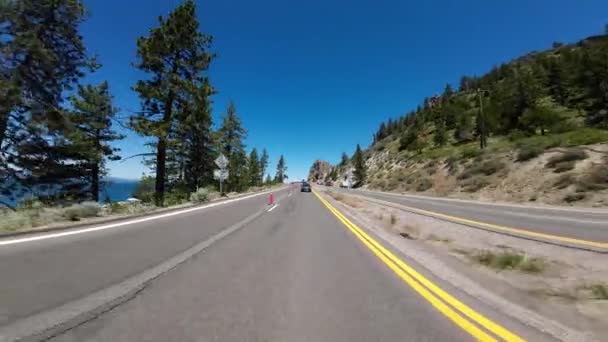 Lake Tahoe Scenic Byway Glenbrook Nach Zephyr Cove Rear View — Stockvideo