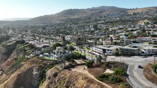 Kalifornien San Pedro Küstenstadt Aus Der Luft Beschossen — Stockvideo
