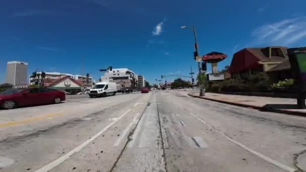 Los Angeles Olympic Blvd Eastbound Front View Fairfax Ave Driving — Stockvideo