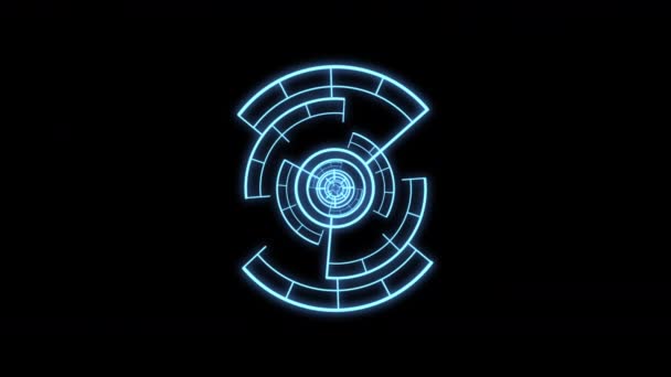 Loop Cirkel Radiaal Geometrische Patronen Knipperen Blauw Animatie — Stockvideo