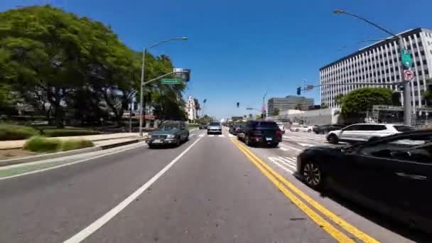 Beverly Hills Santa Monica Blvd Westbound Rear View Bij Roxbury — Stockvideo