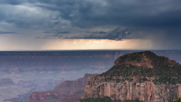 Grand Canyon North Rim Thunderstorm Clouds Rain Falling Time Lapse — kuvapankkivideo