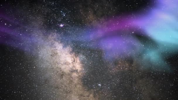 Aurora Violetti Sininen Linnunradan Galaxy Time Lapse — kuvapankkivideo