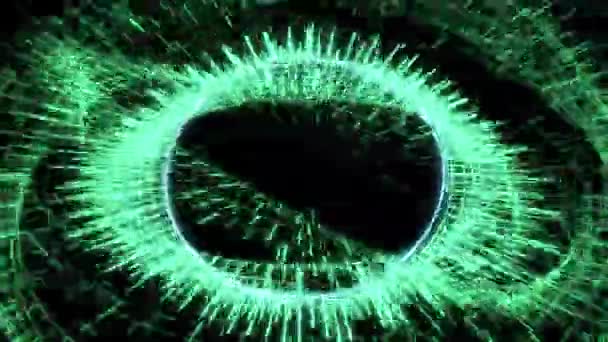 Cirkel Radiaal Patronen Audio Reactief Draaien Groene Animatie Loop — Stockvideo