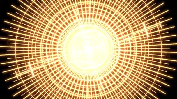 Mandala Elétrica Ouro Brilhante Loop Animação — Vídeo de Stock