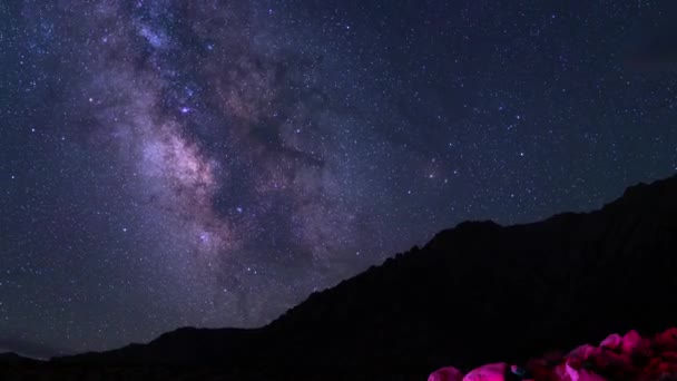 Milky Way Galaxy 35Mm South Sky Tilt Camp Whitney Purple — Stock Video