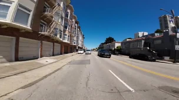 San Francisco Fort Mason Bay Westbound Rear View Larkin Driving — Stockvideo