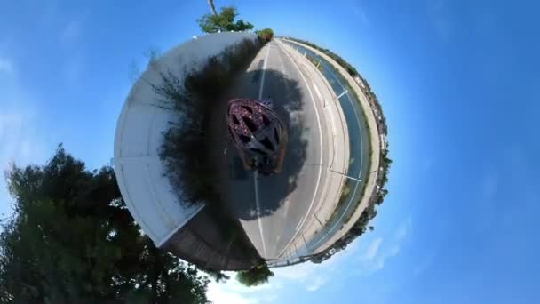 Los Angeles Ballona Creek Radweg Del Rey Radfahren Tiny Planet — Stockvideo