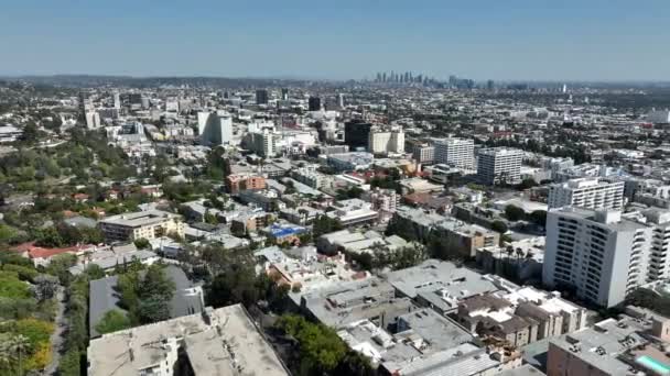 Henkeäsalpaava Hollywood Aerial Cityscape Orbit Los Angeles Kalifornia Usa — kuvapankkivideo