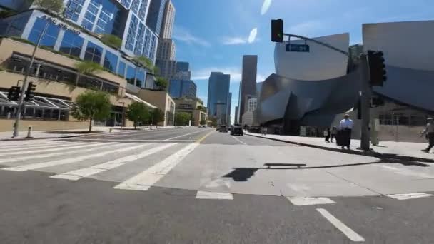 Los Angeles Downtown Grand Ave Południe Front View 1St Driving — Wideo stockowe