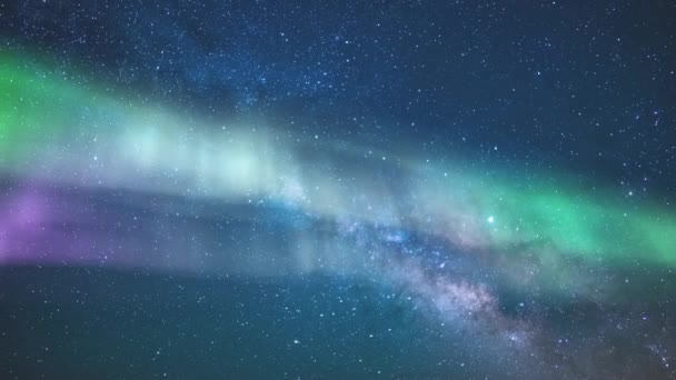 Aurora Láctea Galaxy Time Lapse Sul Céu Estrelado Milímetros Aquarids — Vídeo de Stock