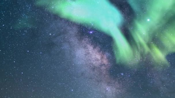 Aurora Milky Way Galaxy Time Lapse 85Mm South Sky — 图库视频影像