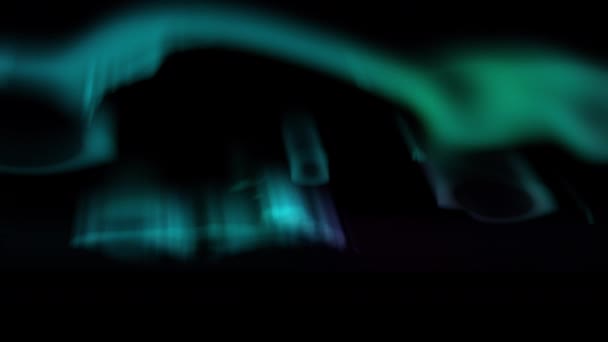 Revontulet Aurora Borealis Animaatiosilmukka Sinivihreä — kuvapankkivideo